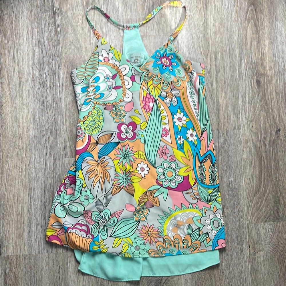 Judith March Floral Multicolor Groovy Sundress Size Large